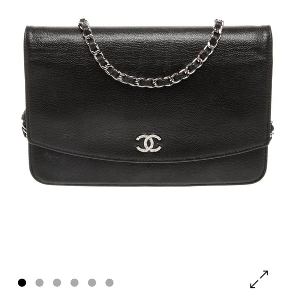 CHANEL Handbags - CHANEL Black Caviar Leather Wallet on  Chain Shoulder Bag with Silver Hardware